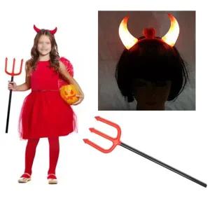 붉은악마 세트 LED 악마뿔 삼지창 할로윈데이 코스튬