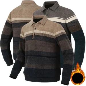 중년 남성 니트 카라티 부드러운 극세사 기모 겨울 긴팔티 남자 카라니트