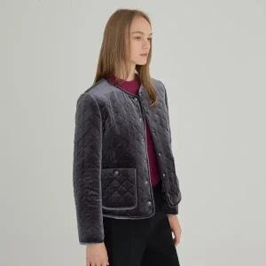 [하프클럽/S쏠레지아]에스쏠레지아 벨벳 퀼팅 자켓 SOOBZJK020