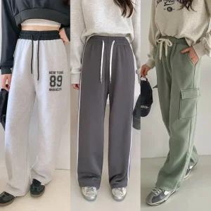 여성 23종 겨울 밴딩 와이드 일자 조거 통바지 기모 융기모 골덴 카고 벨벳 트레이닝팬츠