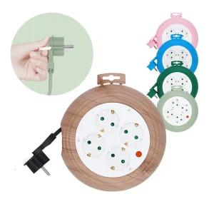 러그박스 4구 원형멀티탭 3M 그린 핑크 민트 블루 우드 납작코드