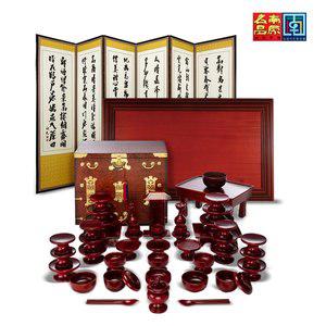 [남원목기]남원 춘향 물푸레 제기 47p + 왕관 제기함 + 추사 산수화 6폭병풍 + 제사상 (증정품 향로상 +...