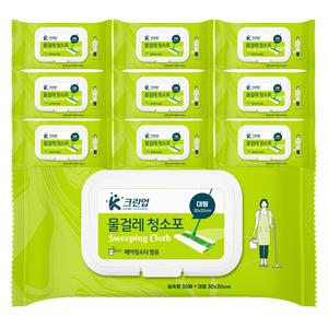 크린업K 물걸레청소포 실속 대형 30매x10팩 청소포 1회용 리필형 부직포 청소물티슈