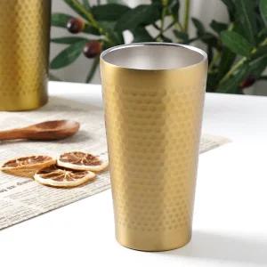벌집 이중 스텐컵 350ml 골드 맥주잔 보냉보온컵 물컵
