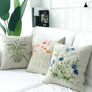 /모모제작소 야생화 두번째 북유럽 린넨 쿠션3종 세트45x45 (솜포함)