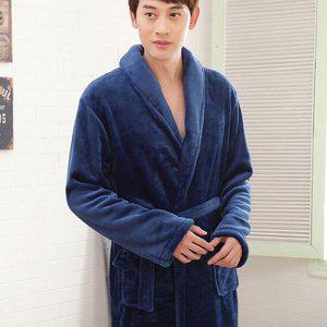 극세사 샤워 가운 네이비 남성 홈웨어 이지웨어 잠옷 파자마