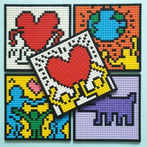 팝아트 명화 키스해링 미니액자 휴대폰거치대 DIY세트 만들기 디폼블럭 8mm 블럭아티