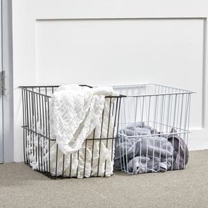 와이어 빨래바구니(화이트/블랙)