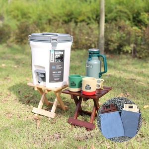 캠핑덕 감성 캠핑 접이식 원목스툴 받침대 선반 거치대 쿨러 워터저그 스탠드 파우치포함