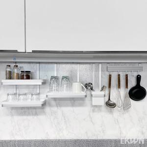 에쿤 행거레일 주방악세사리 브론즈 2단선반 수저통 다용도걸이 컵선반