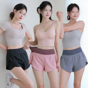 여성 투인원 쇼츠 레깅스 반바지 요가 헬스 CW러너