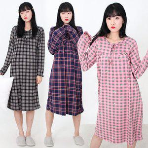 22FW 폭스 피치기모 심플 리본 원피스 여성용