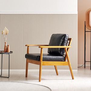 브릭 1인소파 카페의자 고무나무 원목소파