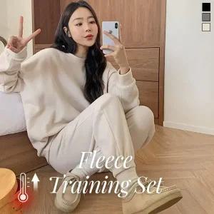 핫핑 [도톰포근/데일리] 주크비 후리스 맨투맨 밴딩 트레이닝set