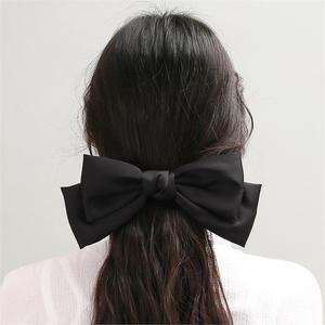 [엔젤슈슈] 실크 왕리본 자동 헤어핀(블랙) 머리삔