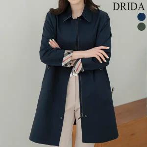 [드리다]드리다 여자 봄 가을 체크 카라 빅사이즈 싱글 코트 자켓 아우터 40-50대 중년여성 하객 출근 상견