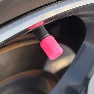 야광 타이어 마개 공기 주입구 에어 캡 핑크 4개 세트 공기압 차 자동차 밸브캡 휠 축광 바람 구찌 벨브캡