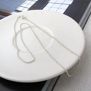 싼비즈 [8-657-04]순은목걸이줄 1.2mm컷볼 실버925 ,1개