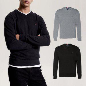 [타미힐피거] 남여공용 로고 베이직 니트 스웨터