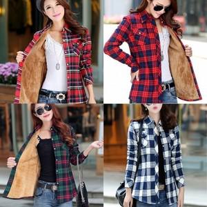 여성 기모 셔츠 겨울 블라우스 체크 남방