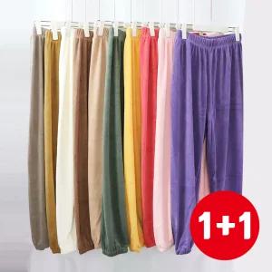 가을겨울 후리스바지 조거 잠옷 밴딩팬츠 수면 커플 파자마 기모 극세사 홈웨어 무지 몸빼 여성 실내복