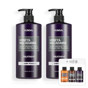 쿤달 트리트먼트, 베이비파우더, 1058ml, 2개 + 증정(샴푸 화이트머스크, 100ml , + 바디워시 화이트머스크 ,100ml ,1개 + 트리트먼트 화이트머스크 ,100ml, 1개 )