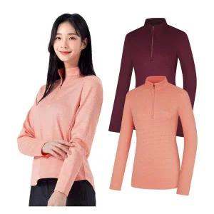 [콜핑] 여성 겨울 약기모 보온 긴팔 등산 집업 티셔츠_FP