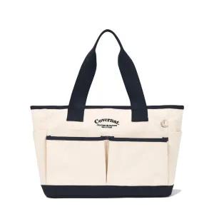 커버낫 아치 로고 빅 캔버스 토트백 에코백 네이비 학생가방 가벼운가방