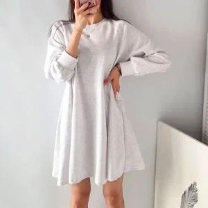 [하프클럽/]미디 후레아 A라인 맨투맨 미니 원피스