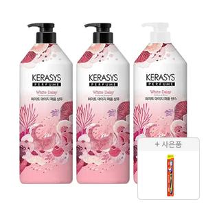 케라시스 퍼퓸 화이트 데이지 샴푸 1L, 2개+린스 1L, 1개+증정(토탈케어 칫솔, 일반모, 1개)