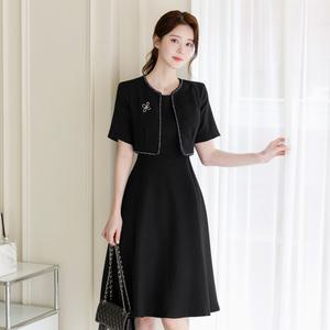 [시크라인] 에이블랑 큐빅 자켓 레이어드 플레어 원피스 빅사이즈/오피스룩/하객룩