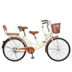 어린이 동반 자전거 3인용 두발 클래식 바구니 가족