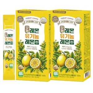 리얼메디온 오늘레몬 유기농 레몬즙 2박스(총28포) NFC 100% 착즙 레몬수 원액 레몬 주스 레몬물 액상 스틱