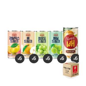 [세트] 한모금 과일촌 시원한 배 청포도 매실 과일믹스 갈아만든배 175ml 30캔 미니 캔음료 음료수