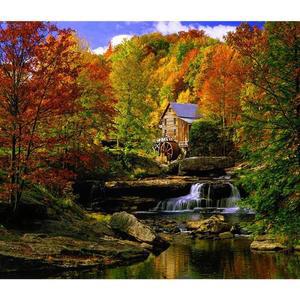 [RGL4M27S]강위의 물레방아 패브릭 보석십자수 30x40