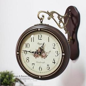 [RG202978]큐빅 월넛 양면시계 070315106 무소음 선물