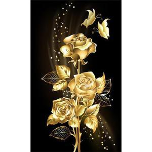 [RG5905T6]황금장미 골드 패브릭 보석십자수 30x50