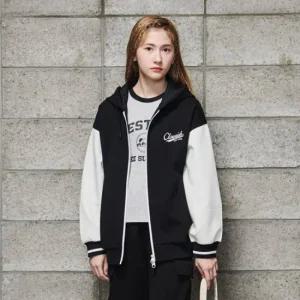 [에꼴리에] 여자 가을이월 오버핏 네오프렌 집업점퍼(24C0152)