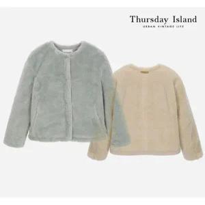 [써스데이아일랜드][Thursday Island] 인조퍼 라운드 넥 자켓(T228MLT235W)