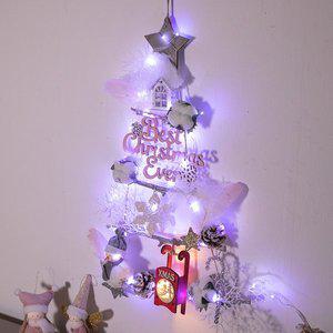 [플라워트리]크리스마스 벽트리 나무 LED 윈도우 큐빅 우드 60cm 벽걸이 풀세트 소품 데코 촬영 파티