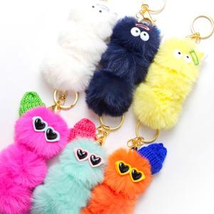 힙한 애벌레 키링 만들기 DIY키트 폼폼이 먼지 인형 에어팟 차키 열쇠 고리 가방 고리