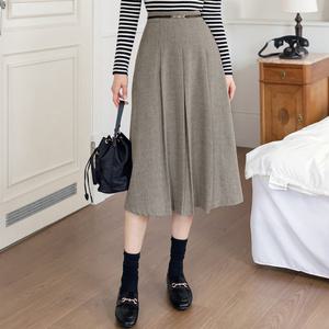 [시크라인] (~XXL까지) 오트리아 골드비죠 헤링본 플리츠 스커트 봄,가을 롱스커트 하객룩 오피스룩 데일리룩 데이트룩