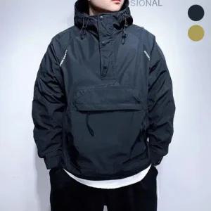 [아이에스이랩]봄 가을 캠핑 레터링 후드 아노락 바람막이 I3JK012A