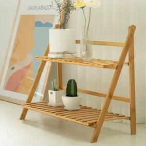 피에른 접이식 2단 원목 화분선반 거실 베란다 인테리어 화분 진열대 정리대 받침대 거치대