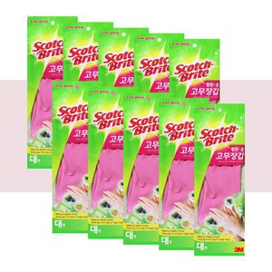 3M고무장갑 황토숯 주방고무장갑 대형 10개