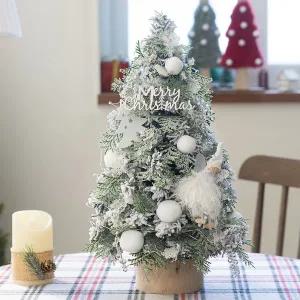 [플라워트리]크리스마스 미니트리 완제품 풀세트 화이트 45cm 나무 테이블 탁상용 장식 소품 데코 선물