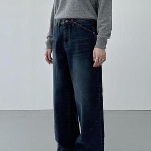 [기타]여자 데일리 블루블랙 컬러 포인트 코튼 데님 팬츠