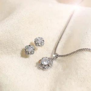 우아한 플라워 목걸이 귀걸이 세트 액세서리 선물세트