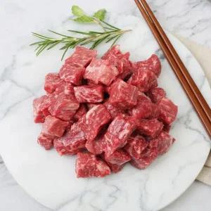 갤러리아 국내산 소고기 생고기 네모 큐브 육회 200g