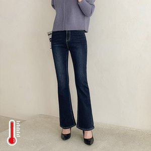 [진마니아] 밍크 본딩 융기모 허리스판 다크블루 부츠컷 데님 팬츠